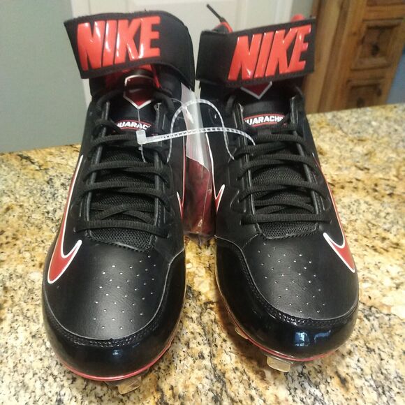 NEW Nike Huarache Strike Steel Baseball Cleats Black & Red 615965 061 Size 13 - Picture 5 of 12